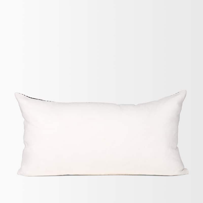 Jenna Cream w/ Black Print Linen Lumbar Decorative Pillow Cover