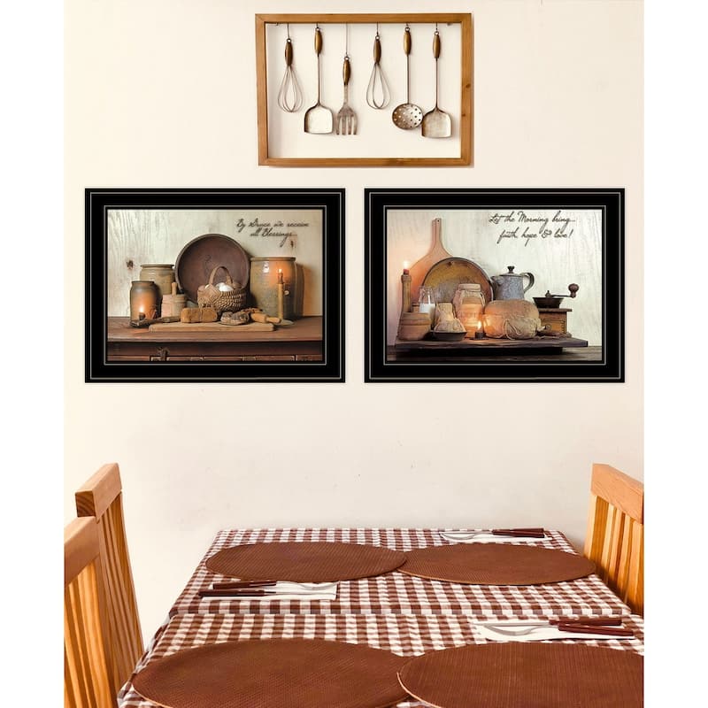 TrendyDecor4U Farmhouse "By Grace" Framed Print Wall Art by Susie Boyer - Brown