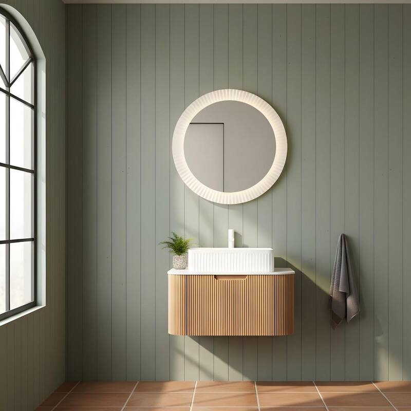 Wall Mounted Bathroom Vanity with White Rectangular Ceramic Basin