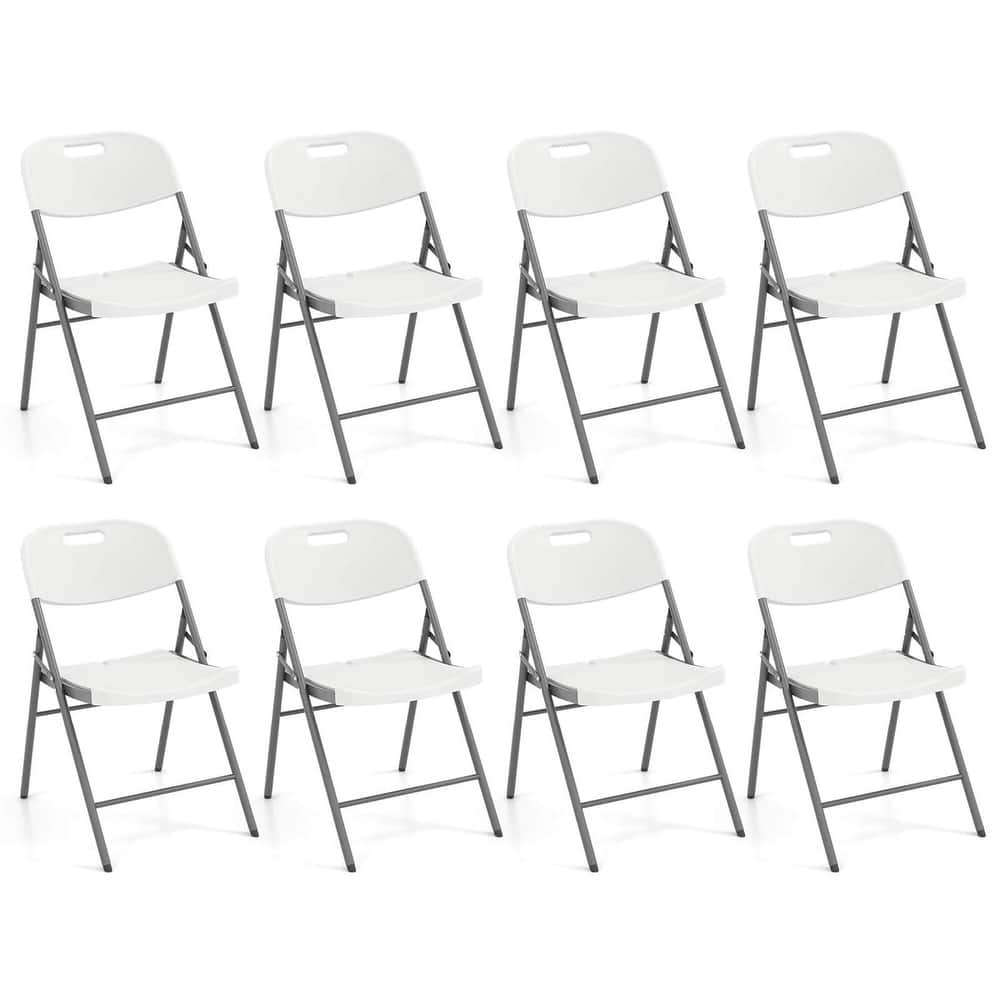 Costway Folding Chairs Set of 4/8/12 HDPE Plastic Chairs with Metal