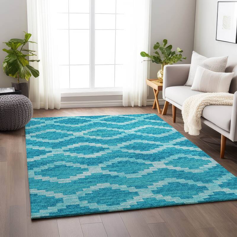 Premium Washable Super Soft Boho Moroccan Mayfield Rug - Turquoise - 10' x 14' - Rectangle