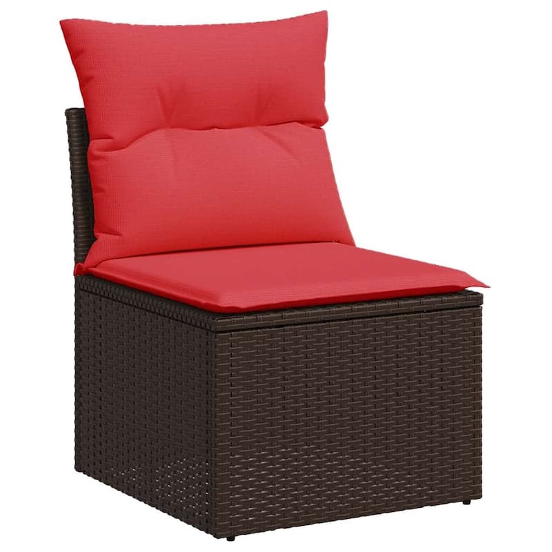 vidaXL Patio Sofa Set with Cushions Table and Couches 9 Piece Poly Rattan - 24.4" x 24.4" x 27.2"