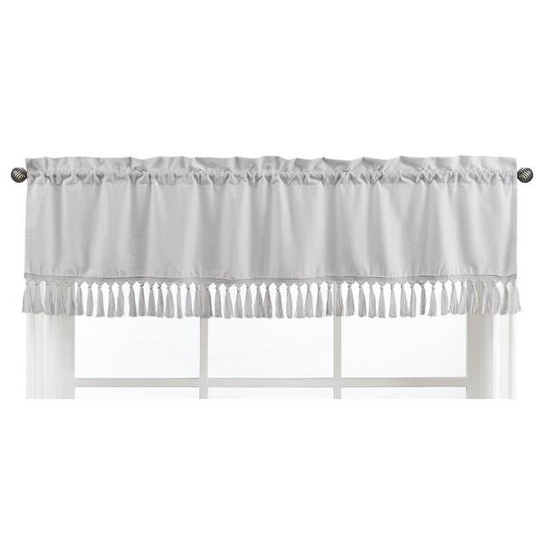 slide 2 of 3, Grey Boho Bohemian Collection Window Curtain Valance - Solid Color Gray Farmhouse Chic Unisex Minimalist Cotton Gender Neutral