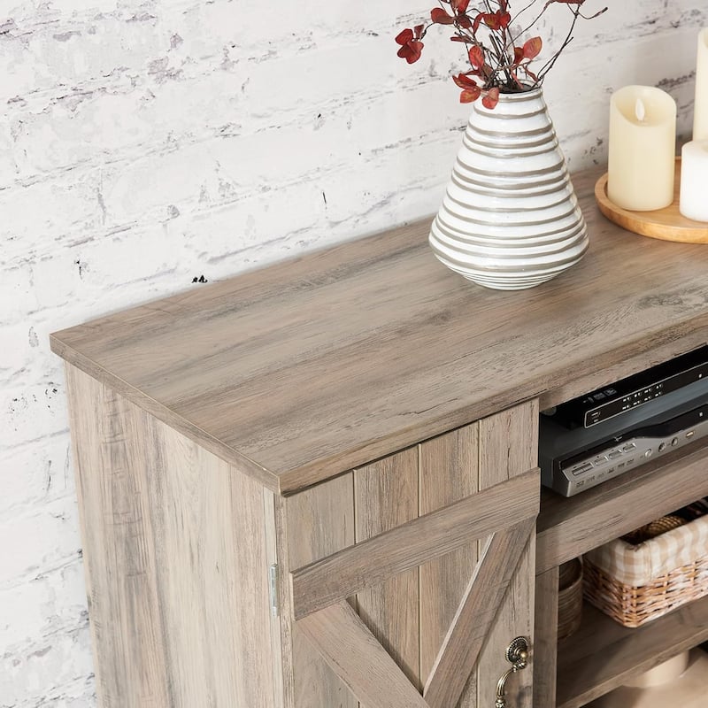 Roomfitters Farmhouse Classic Media TV Stand, Entertainment Console with 18" Electric Fireplace Insert