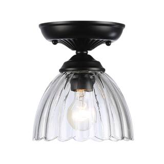 Golden Lighting Audra 1-light 7in Semi-Flush Mount in Matte Black - Matte Black - 1-Light 7" Semi-flush