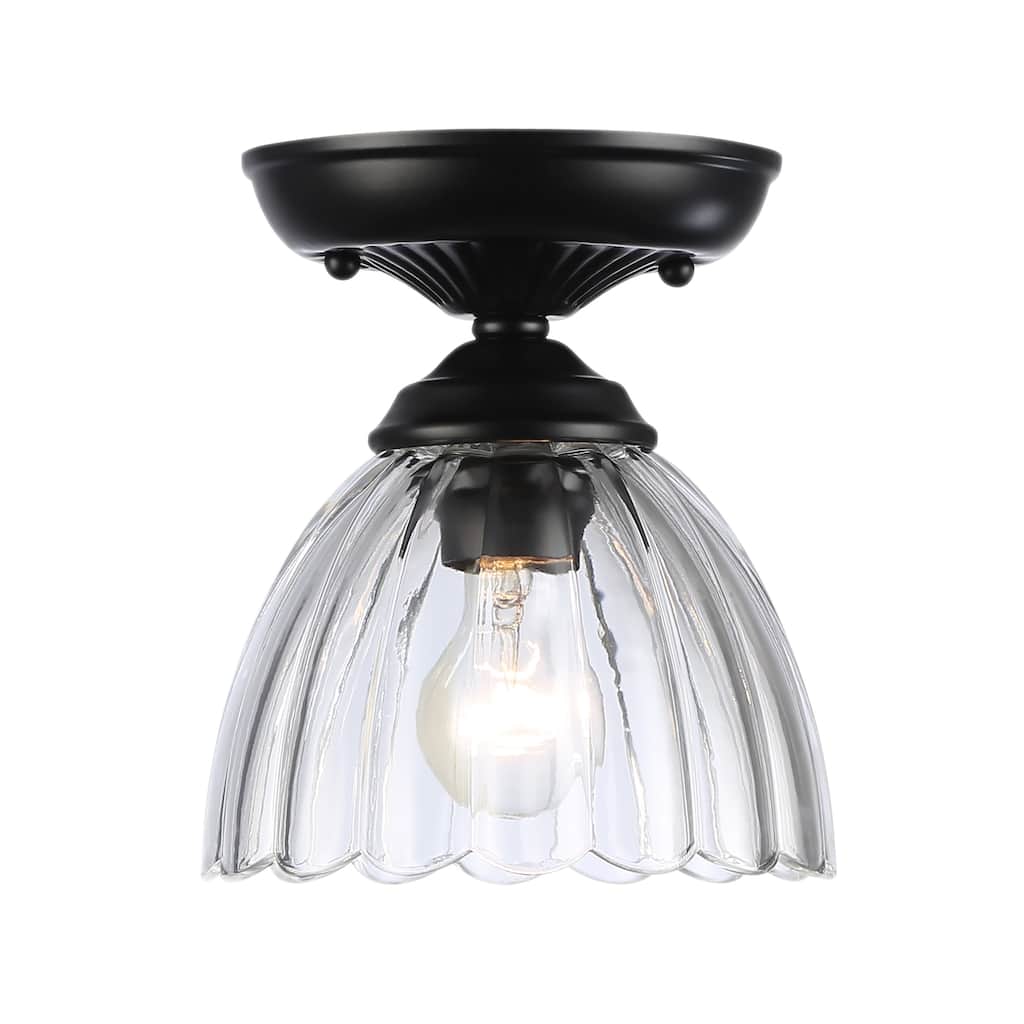Golden Lighting Audra 1-light 7in Semi-Flush Mount in Matte Black - Matte Black - 1-Light 7" Semi-flush