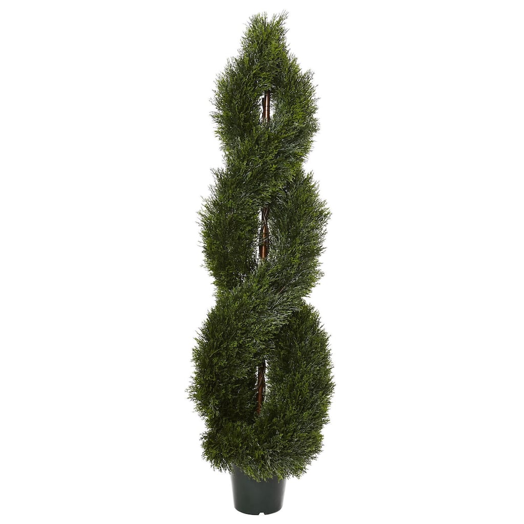 5Ft Spiral Topiary Plant - Indoor Outdoor Decorative Greenery, Nordic Haven Floor Plant, 18x18x60 Inches - 5ft.