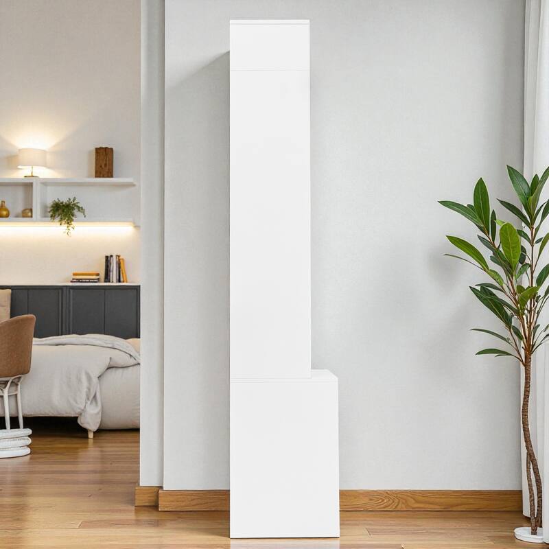 98.4'' Wall Unit Entertainment Center for TVs up to 80'', Modern Media Console with Bookshelves, Glass Doors & Cabinets