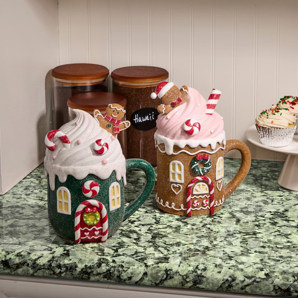 8" Resin Sweets Gingerbread Mug Set of 2