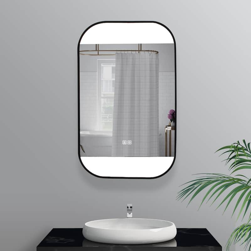24" x 36" Rectangle Metal Frame LED Anti-fog Bathroom Wall Mirror