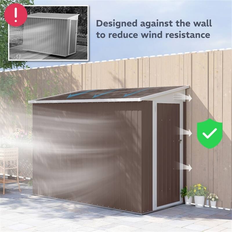 Metal Garden Shed Outdoor Storage Lockable Door Galvanized Steel - 51.2" W x 92.5" D x 64.6"