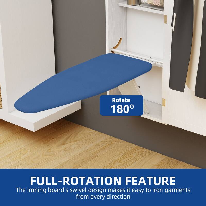 Moasis 47.2"Height Essentials In-Wall Recessed Ironing Board Cabinet with 4 Storage Shelves