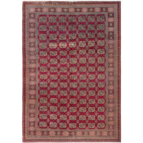 ECARPETGALLERY Hand-knotted Kayseri Vintage Dark Red Wool Rug - 6'7 x 9'6