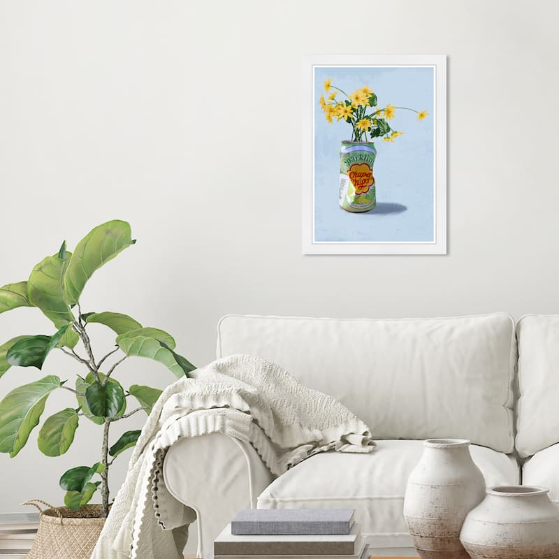 Wynwood Studio Sparkling Floral Vase Framed Trendy Retro Kitchen And Living Room Art Prints