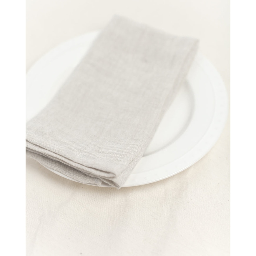 Stone Washed Linen Hemmed Dinner Napkins