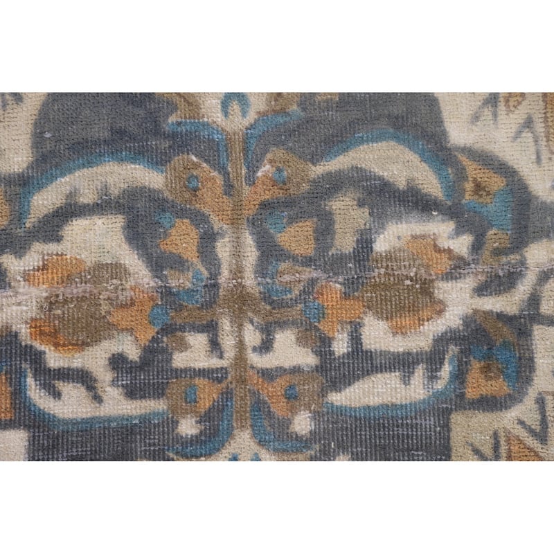 Geometric Tabriz Persian Vintage Area Rug Hand-Knotted Wool Carpet - 6'4"x 8'2"
