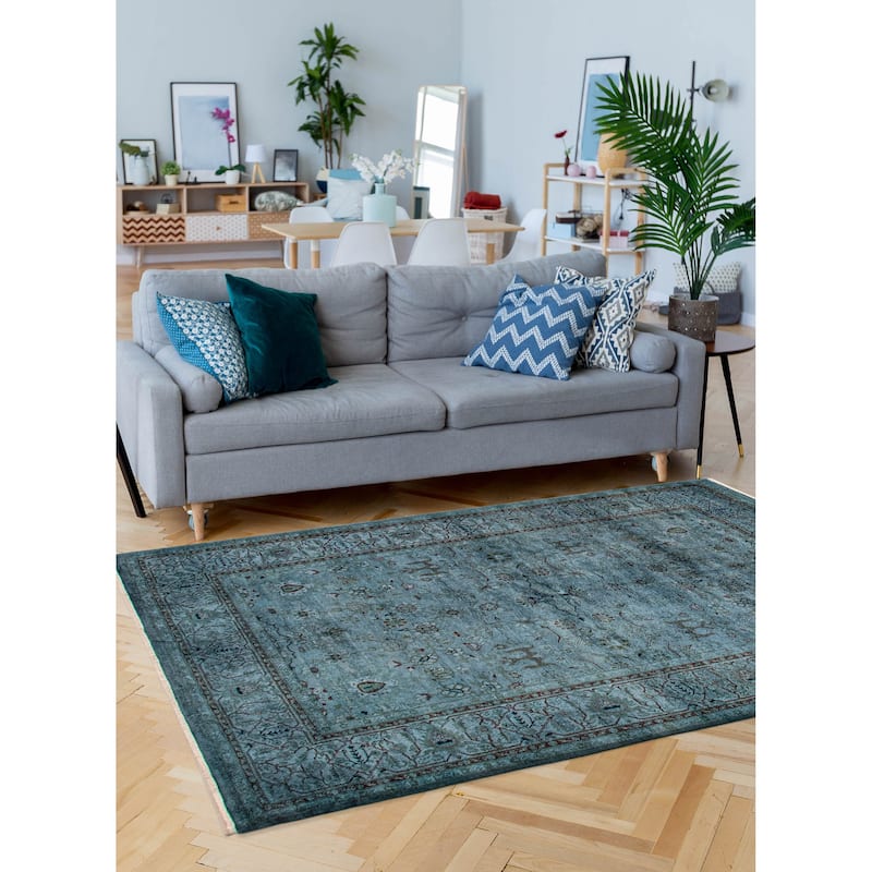 ECARPETGALLERY Hand-knotted Vibrance Turquoise Wool Rug - 6'0 x 9'0