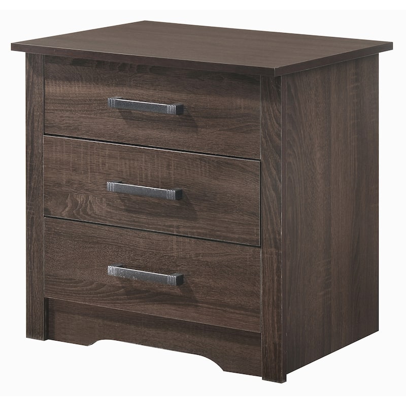 Storage Nightstand with 3-Drawer - Brown