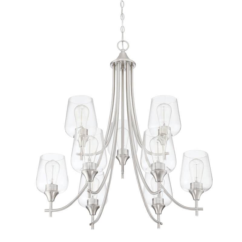 9 Light Shaded Tiered Chandelier