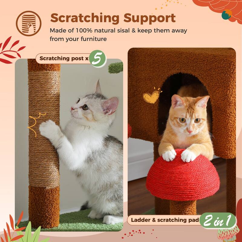 Adjustable Tall Cat Tree Cat Tower with Condo, Hammock and Scratching Post