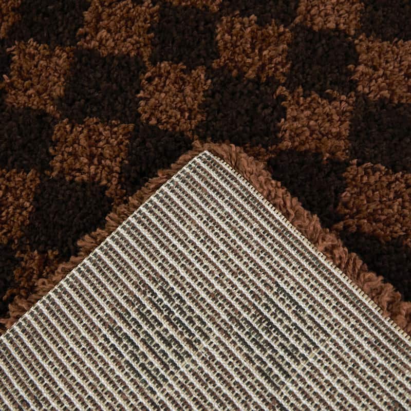 Covey Plush Checkered Thick Shag Area Rug