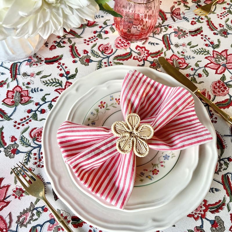 Pink table napkins - set of 4- Striped