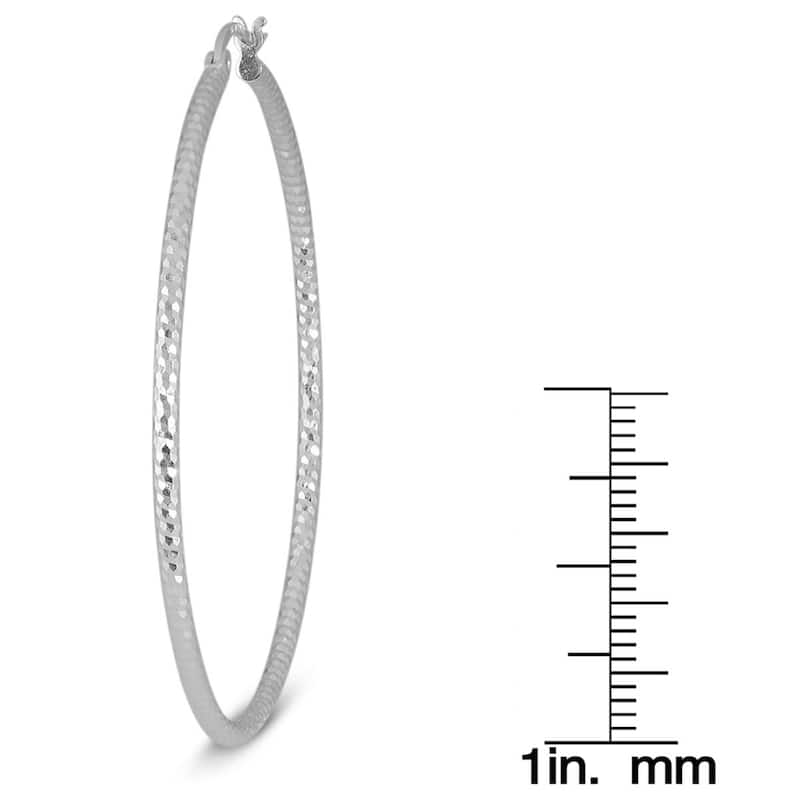 Marquee Jewels .925 Sterling Silver 50 mm Diamond-Cut Hoop Earrings
