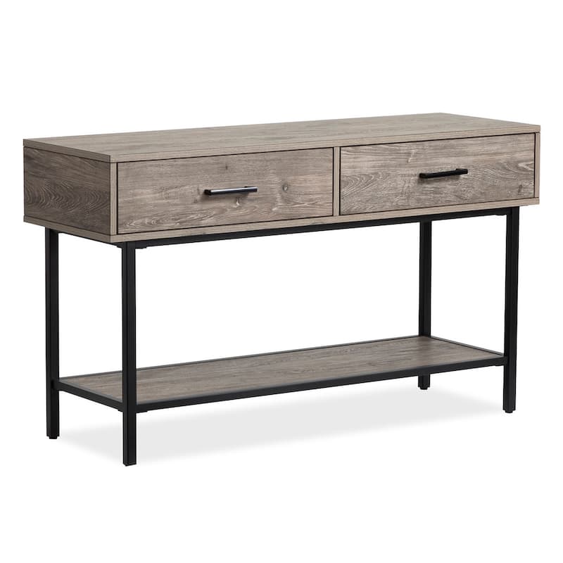 Magnussen Home Fenwick Whitetail Brown and Smoke Glass Rectangular Sofa Table - 48''W x 16''D x 28''H - 48''W x 16''D x 28''H