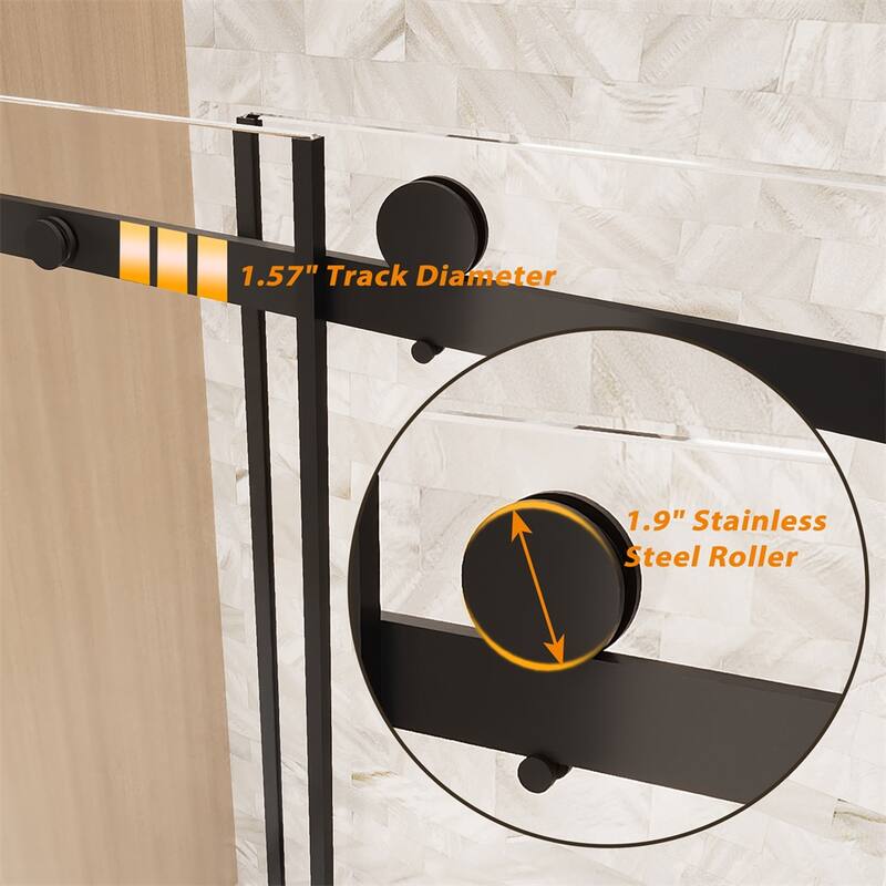 Frameless Single Sliding Shower Door 56-60 "W x 76" H,1/4 "(6 mm)