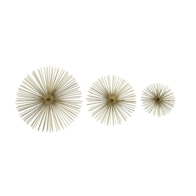 CosmoLiving by Cosmopolitan Metal 3D Starburst Wall Decor (Set of 3) - Silver, Gold, Black, Copper