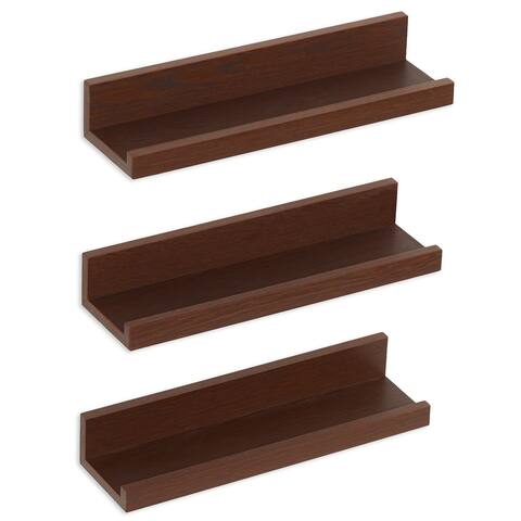 Americanflat Mahogany Floating Shelves Composite Wood - Wall Mounted in Various Dimensions - Set of 3