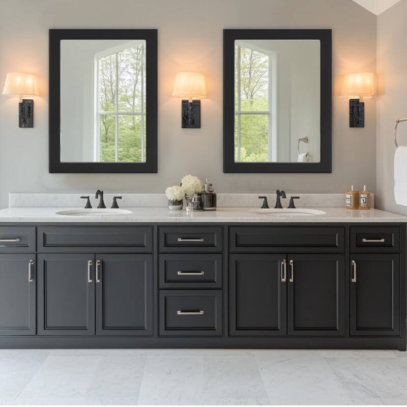 Farmhouse Style Wooden Square Mirror, Pastoral Style in The Bathroom