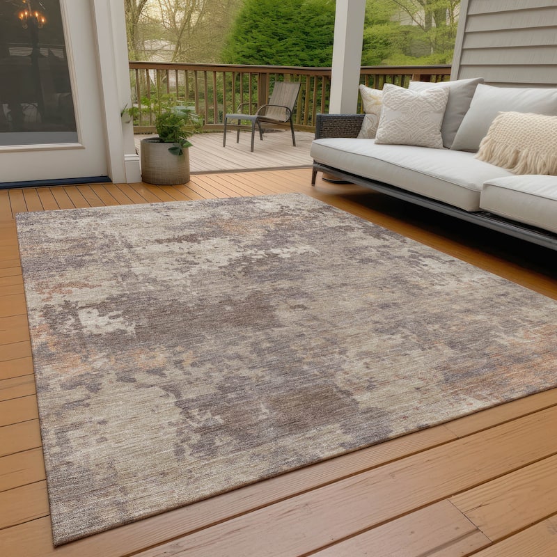 Machine Washable Indoor/Outdoor Modern Blend Chantille Rug - Brown - 5' x 7'6"
