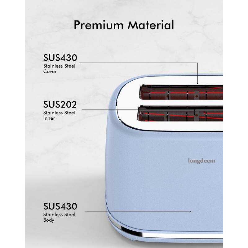 2 Slice Toaster, Wide Slots, AutoOff & Frozen Modes for Toast, Bagels