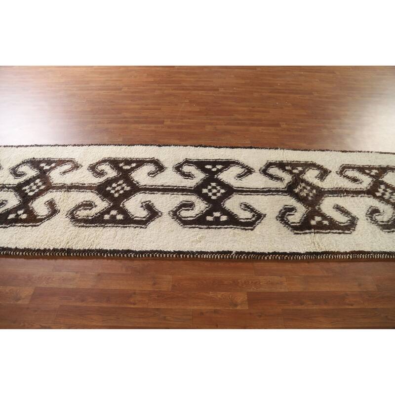 Push Anatolian Natural Dye Runner Rug Hand-knotted Wool Carpet - 3'2"x 11'4"