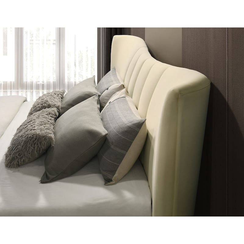 Evelyn Upholstered Panel Platform Bed Ivory