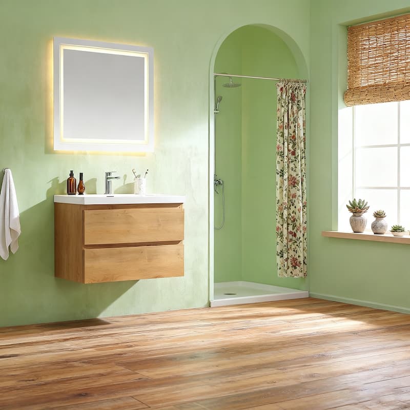 RupheonD 24" 30" 36" 48" Floating Bathroom Vanity in Warm Oak