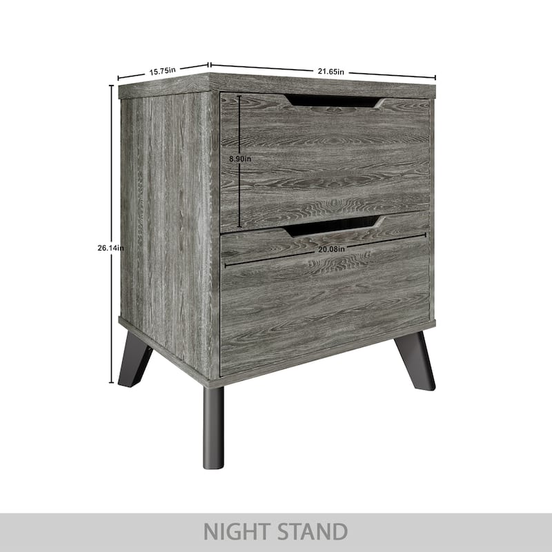 CraftPorch Chic and Vintage Wooden Nightstand with 2 drawers