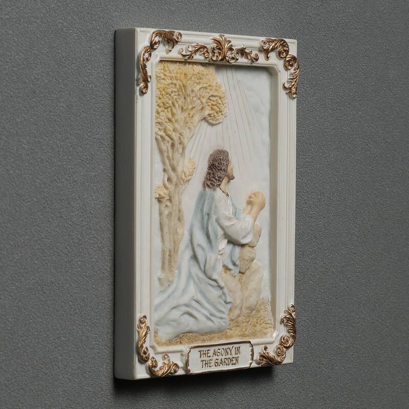 4.1 inches Length Polyresin Sorrowful Mysteries the Agony in the Garden White and Gold Finish Figurine