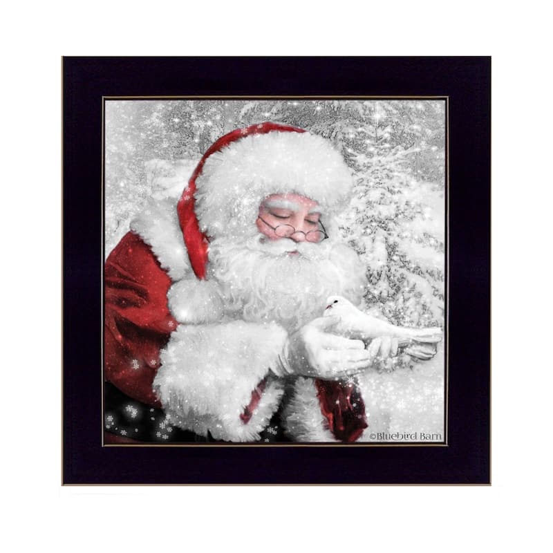 TrendyDecor4U Traditional "Santa's Little Friends" Framed Print Wall Art by Bluebird Barn - Winter Color - 14 x 14 - Black