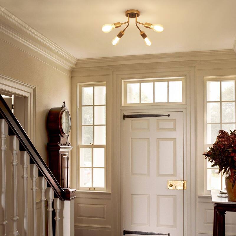 Modern 4-Light Semi Flush Mount Ceiling Light for Dining Room Bedroom Hallway Entryway