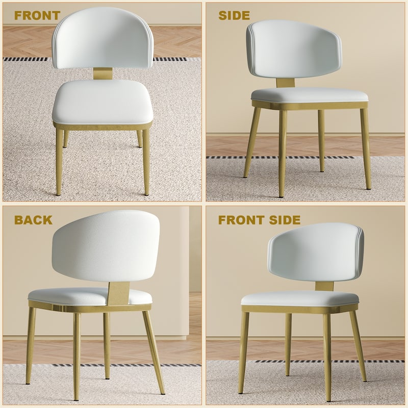 Modern PU Leather Metal Dining Chairs for Dining Room (Set of 2)