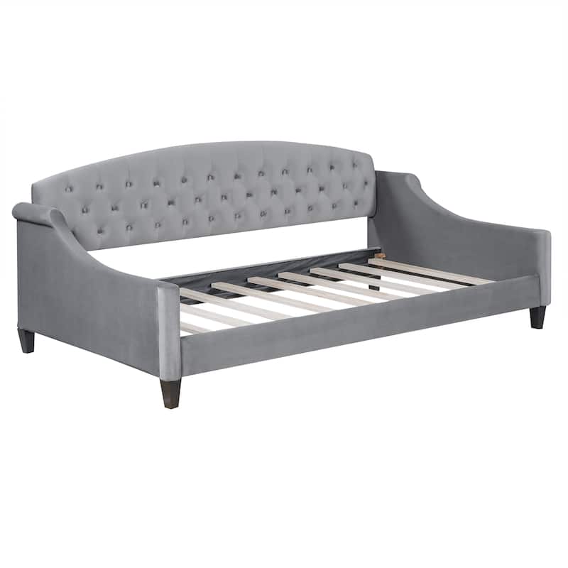 Modern Luxury Tufted Button Daybed, Twin Sturdy Wood Frame with No Box Spring Required