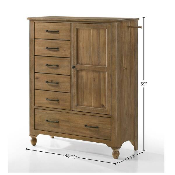 Highland 46" Wide Farmhouse Wood Chifferobe, Sand Dune Brown