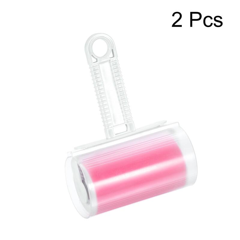 2Pcs 17cm Fluff Hair Remover, Portable Sticky Roller Dust Cleaner Brush, Pink
