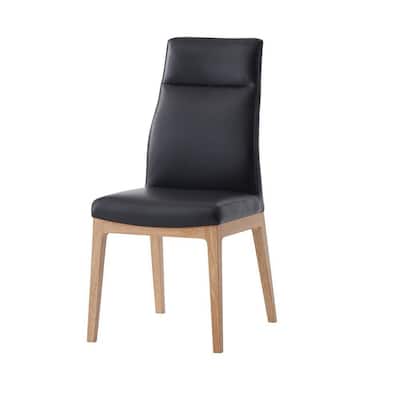 Brown/Black Faux Leather Upholstered Wood Frame Dining Chair, Set of 2, Sturdy Dining Chair for Dining Rooms - 17.5