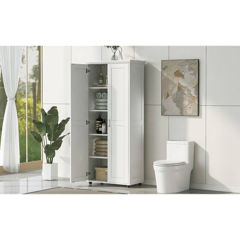 Storage Cabinet with Two Doors for Bathroom,Office,Adjustable Shelf,MDF Board