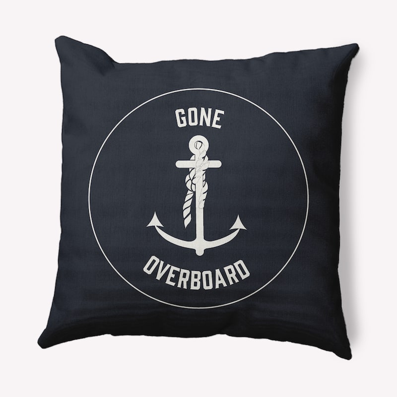 Gone Forever Overboard Nautical Decorative Indoor Pillow - Shark Blue - 16" x 16"