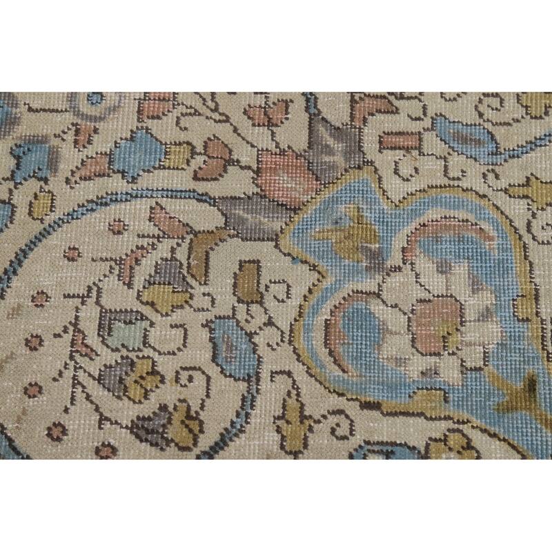 Traditional Tabriz Persian Area Rug Handmade Beige Wool Carpet - 10'0"x 12'5"