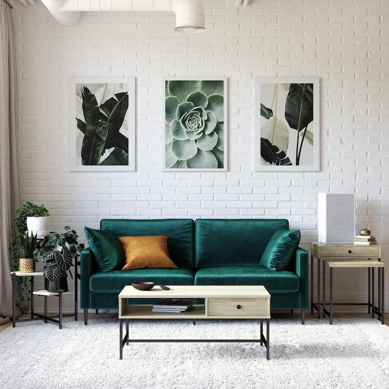 Anmytek Minimalist Modern Two-Toned Coffee Table with Open Shelf and Drawer